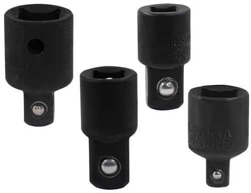Cjueiom 4Pcs Cr-V Impact Socket Adapter and Reducer Set, Female to Male Socket Reducer, Ratchet Wrench Adapter for Impact Driver Ratchet Wrenches (1/2 x 3/8, 3/8 x 1/2, 1/4 x 3/8, 3/8 x 1/4)