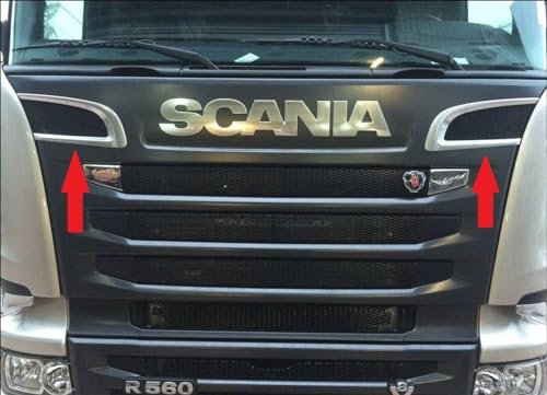 mabi automotive parts Für Scania P G R Serie 2009–2016 Chrom Grill Air Flow Trim Edelstahl 2 Stück