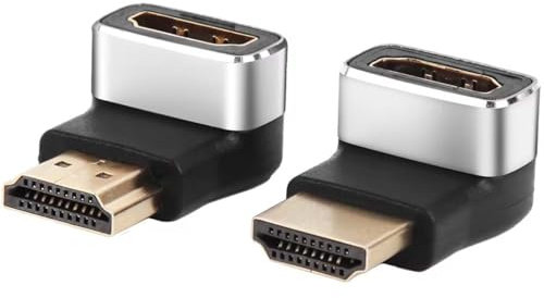 8K HDMI 90 and 270 Degree Adapter 2-Pack, Right Angle HDMI Adapter Male to Female L-Shape Connector, Support 8K@60Hz, 4K@120Hz, for HDTV, Roku, Fire Stick, Laptop