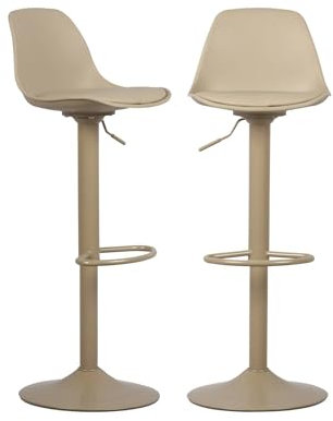 2er Set verstellbare Barhocker - Noah - taupefarbenes Kunstleder - höhenverstellbar, Fußstütze