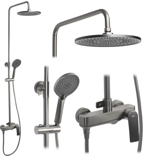 Rea Colonne de douche AVALON Système de douche en laiton titane pour salle de bain (titane)