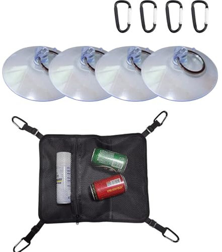 Paddleboard Deck Bag, Zipped Elastic Mesh Storage Bag, Kayak Deck Net Bag with Carabiners, D-Ring Patches Surfboard Sup Accessories