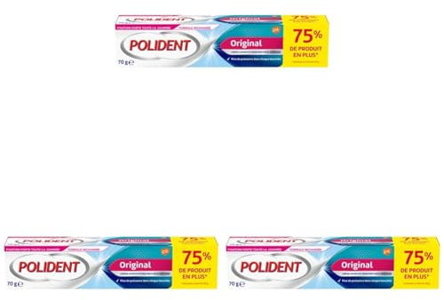 Polident Original, Crème Fixative Extra Forte, Pour Prothèses Dentaires Partielles ou Complètes, 70g (Lot de 3)