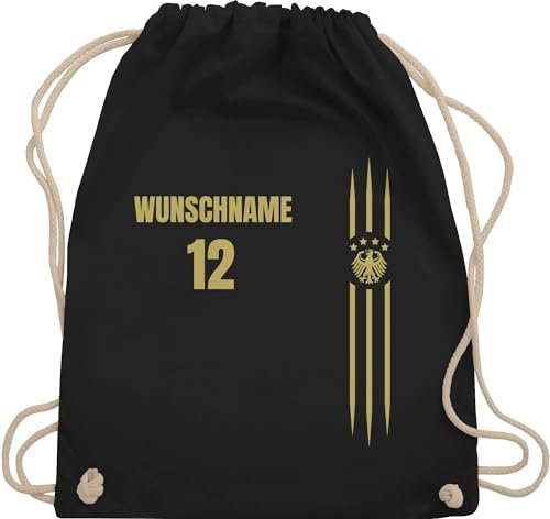 Turnbeutel Rucksack - 2024 Fussball EM Fanartikel - Deutschland Name und Nummer - Unisize - Schwarz - deutschland-fanartikel fußball germany beutel wm 24 deutsch sportbeutel fußball. deutsche