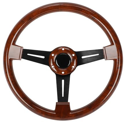 aleawol 350 mm Volante in Legno, 14 Pollici Volante in Mogano Classico con Kit Clacson per Auto Modifica Retrofit