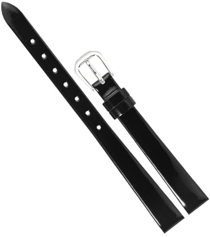 Chlikeyi Dünnes Uhrenarmband für Damen, echtes Leder, schmal, kleine Größe 6–18mm, mit silberner Dornschließe