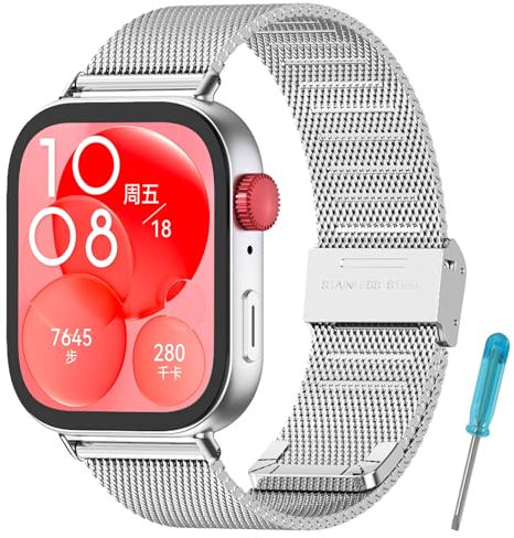MIJOBS Cinturino in Metallo Compatibile con Huawei Watch Fit 3 Cinturino in Acciaio Inox Regolabile Cinturini in Metallo Impermeabile Cinturino Elegante Huawei Watch Fit3 Accessori