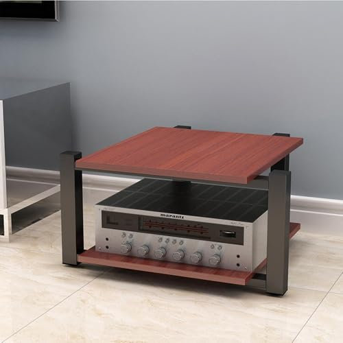 HAEKEBC 3-stufiger Audio-Rack Tower, HiFi Regal Audio/Video Komponentenkabine, Offener Media Center Eck AV-Medienständer Für Heimkino(Teak,2 Tier)