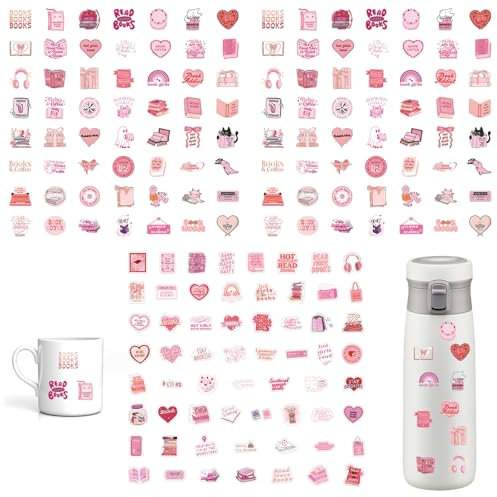 180 Stück Bookish Sticker Set, Bookish Aufkleber Book Sticker Sticker Aesthetic Book, Rosa Book Lovers Sticker Aesthetic Aesthetic Sticker Book Merch Sticker Vintage Lesen Zubehör Stickers