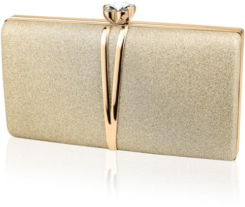 Farcauo Damen Abendtasche kleine Clutch Hochzeit Handtasche Golden Damen Kleine Schultertasche mit abnehmbarer Kette elegante Crossbody Tasche Glitter Abendtasche für Bankett und Party