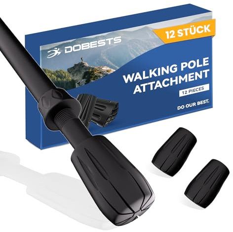 DOBESTS Walking Stöcke Gummipuffer 12 Stück, Wanderstöcke Aufsätze Profi Wanderstock Aufsatz Set für alle gängigen Wanderstöcke & Nordic Walking Stöcke, Gummipuff Pads für Trekkingstöcke (Asphalt)