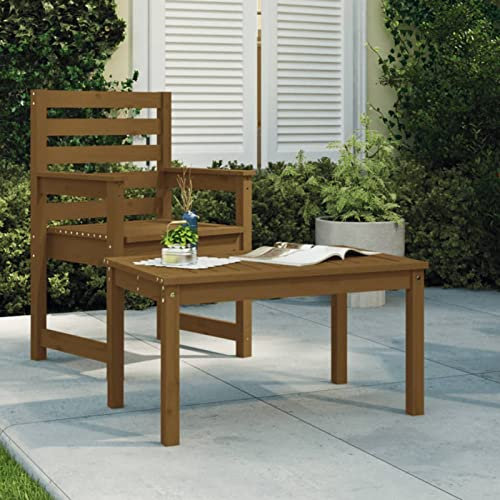 Somanki Gartentisch, Buffettisch, Garten Esstisch, Multifunktionstisch, Terrassentisch, Picknicktisch, Spieltisch, Flohmarkttisch, Honigbraun 82,5x50,5x45 cm Massivholz Kiefer