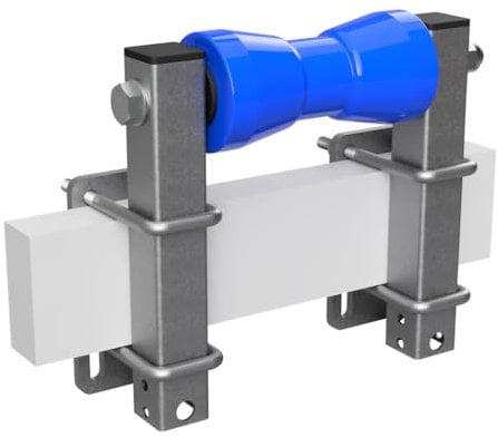 Rouleau de quille en polyuréthane avec Supports Aide à la Mise à l'eau des remorques de Bateaux galvanisé B=180, L=250 mm, Bleu