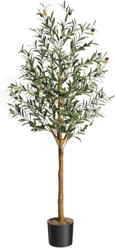 HAUSPROFI Olivenbaum Künstlich 150CM, Kunstpflanze, Künstlicher Olivenbaum, Künstliche Pflanzen, Kunstpflanzen Groß, Künstliche Pflanzen Wie Echt für Indoor Outdoor Haus Büro Garten Moderne Deco