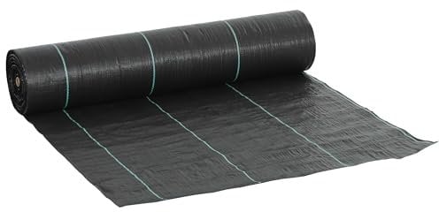 Outsunny 2m x 90m Weed Control Membrane, Heavy Duty Weed Control Barrier Fabric, 90gsm Ground Cover for Patios, Garden, Flower beds, Landscaping