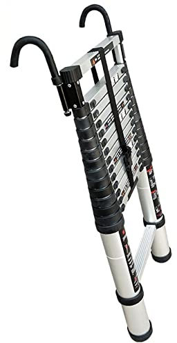 MEWVABKW Aluminum Telescopic Extension Ladder with Hooks for Home/RV/Boat/Attic/Roof Tent/Camper/Outdoor Use (1.5m)