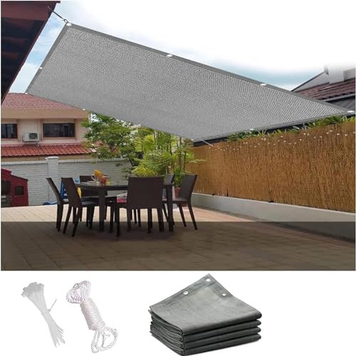 Hochwertiges, atmungsaktives Sonnensegel, 4 x 8 m, UV-beständig, Sonnenschutzdach für Garten, Terrasse, Swimmingpool, einfache Installation, Grau