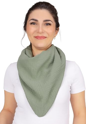 Seasons of April Damen Musselin Schal in Dreieck Form, aus 100% Baumwolle leicht & weich, viele Farben - Luisa