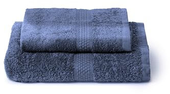 Caleffi Set Asciugamani Bagno Viso e Bidet in Cotone, Asciugamani Resistente a Lavaggi, Include 1 Asciugamano Viso 55x100 cm e 1 Asciugamano Bidet Ospite 40x60 cm, Asciugamani 2 Pezzi, Indigo