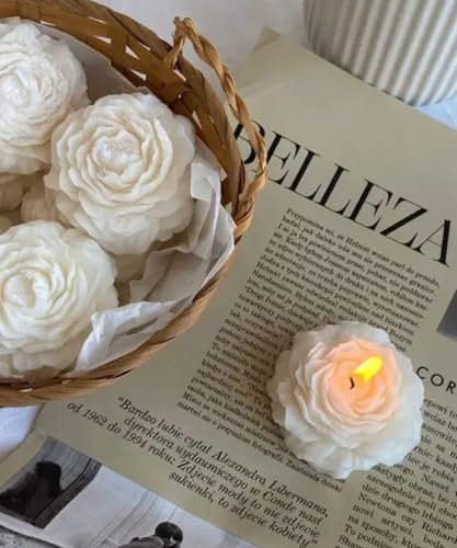 Candele a LED a forma di rosa, bianche, a batteria, fiori di cera decorativi