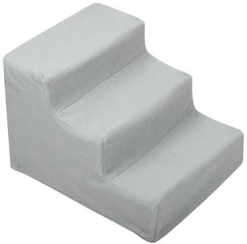 Hundetreppe mit 3 Stufen, 45 x 35 x 30 cm, rutschfeste Haustiertreppe für kleine Hunde und Katzen, mit waschbarem, rutschfestem Plüschbezug für Hunde, Katzentreppe/Rampe, Reiseauto/Sofa für ältere
