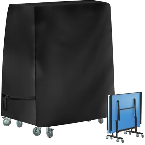 Behogan Tischtennis Schutzhülle 210D Oxford Stoff Wasserdicht 165x70x185cm Faltbar für Tischtennisplatte Outdoor und Indoor Schwarz