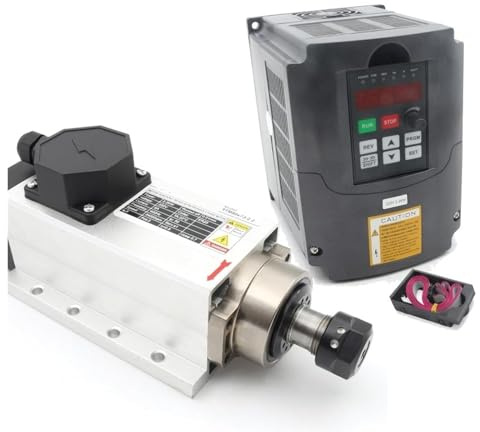 CNC-Spindelmotor-Kit, quadratisch, 2,2 kW, 220/V, luftgekühlter Spindelmotor ER20 + 2,2 kW VFD-Antrieb, Inventer, 220/V, Spindelmotorgeschwindigkeit