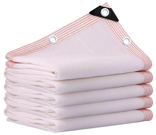 Toile d'ombrage à 75 % contre les rayons UV - Bâche en maille blanche pour une utilisation en extérieur, idéale pour les plantes, pergolas, abris auto, terrasse et niches - Tissu à œillets (3 x 8 m)