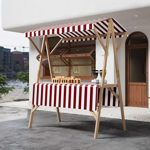 WNYAILLL Marktstand Imbisswagen Marktstand-Display Aus Holz, Faltbarer Verkaufsstand, Holzkiosk Hotdogs, Eiscreme und Lebensmitteln, for kleine Unternehmen(Red B,120 * 60 * 200cm)
