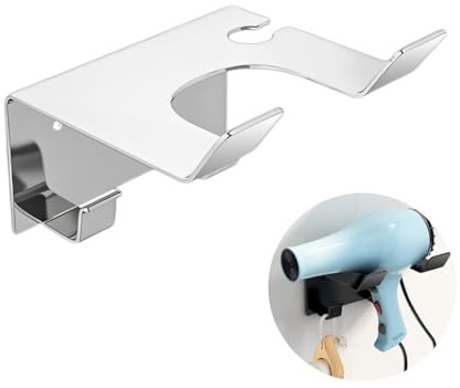 Okaywork Porta Phone Bagno da Muro, Colla + viti doppia installazione Porta Phon, Porta Asciugacapelli, Porta Asciugacapelli Acciaio Inossidabile, Gancio per a Parete da Fissare Senza (Argento)