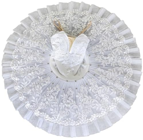 Casiler Tutú De Ballet Profesional para Adultos, Vestido De Ballet para Mujer, Disfraces De Bailarina, Falda Tutú con Lentejuelas Blancas para Escenario