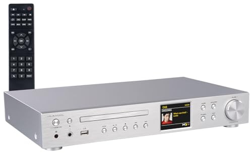 VR-Radio Tuner radio Internet : récepteur radio Internet Wi-Fi, DAB+/FM, CD, Bluetooth, 200 W, argent (récepteur stéréo DAB+, tuner Hi-Fi DAB+)