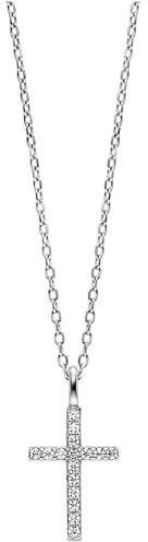Julie Julsen JJKNE33856-S Mädchen Collier Kreuz Sterling-Silber 925 Silber weiß Zirkonia 40 cm