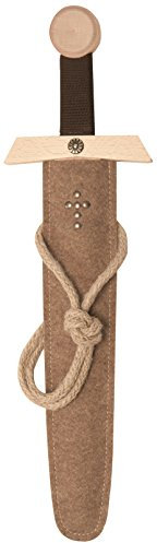 VAH - sturdy Excalibur-Sword-Set with sword and scabbard, 19,7 inches (50cm) length - handcrafted - made from original beech wood and a scabbard made from felt [bonded knob | plenty of Details| Made in Germany]