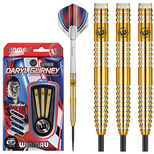 WINMAU Daryl Gurney 23g Original Profi Wolfram Steeltip Dartpfeile Set mit Flights und Schäfte