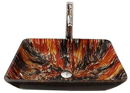 HomeLava Lavabo Vasque en Verre Trempé Rouge, à poser la salle de bain (Sans Robinet)