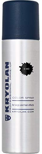 Kryolan Color Spray 150 ml - D 40 black – Temporäres Farbspray für Haareffekte, Perücken & Körper