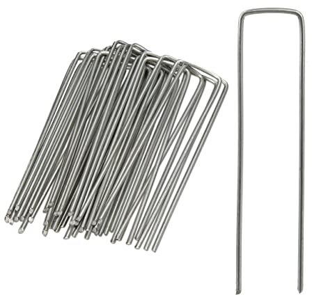 Relaxdays 50er Set Bodenanker, Rostbeständig, Angeschrägte Enden, Zum Einschlagen, 15 cm lang, Verzinkter Stahl, Erdanker, Silber