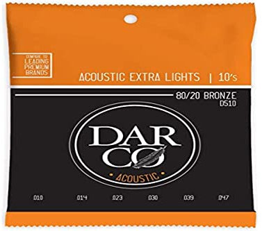 Darco Strings D510 Corde per chitarra acustica 80/20 Bronzo Extra Light 10-47