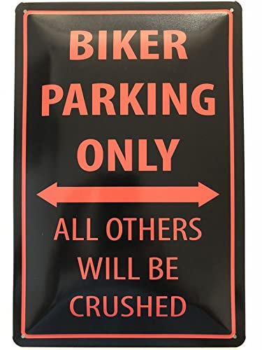 Blechschild 20x30cm gewölbt Biker Parking Only Motorrad Deko Geschenk Schild