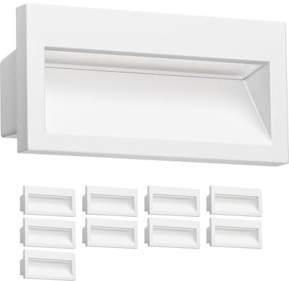 ledscom.de 10 Stück LED Wandeinbauleuchte NOLA, Downlight für außen, IP54 matt, 140 x 70mm, warmweiß