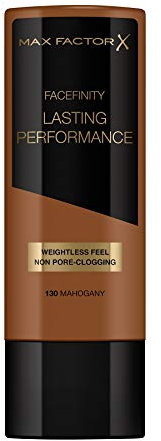 Max Factor Lasting Performance Liquid Foundation, 130 Mahogany, Full Coverage, Flawless and Radiant Finish, Lightweight Formula, Smudge Resistant, Non Pore-Clogging, Fragrance Free, 35ml