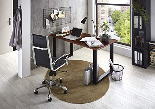 SAM Schreibtisch Palma 120x80 cm Akazie nuss Baumkante U-Gestell schwarz | Akazienholz massiv, Bürotisch & Computertisch mit echter Baumkante, aus Metall