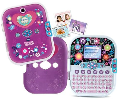 VTech - KidiSecrets Diario Secreto Digital, Reconocimiento Facial, Cámara Fotos y vídeo, MP3, Luces, Juegos Educativos y Mascota Virtual, Regalo niños +5 años, Versión ESP