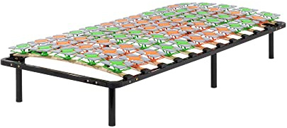 i-flair Metallbett Tellerlattenrost 80x200 cm auf Füßen, Gästebett Ergo IF57 mit Tellerfedern und Stauraum - für alle Matratzen und Betten geeignet