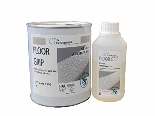 Floor Grip - Resina Poliuretanica Antiscivolo per Esterni - Interni - Pavimenti - Nautica Kg 1 A+B (BIANCO RAL 9003)