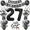 27. Geburtstagsdeko Luftballons Schwarz, Geburtstagsdeko 27 Jahr Männer, Schwarz Luftballon 27. Geburtstag Männer Frauen, Deko 27. Geburtstag Dekoration Frauen 27. Tortendeko
