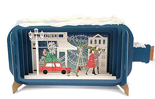 Message In A Bottle Xmas Shopping Pop Up Christmas Greeting Card By Alljoy Cards XMIB020