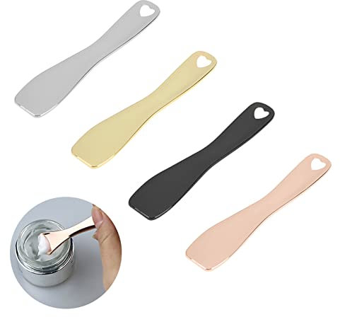 Kosmetische Spachtel Scoops,4 Stück Kleine Metall Spatel Kosmetik,Kosmetik Spatel Metall,Creme Spachtel,Kosmetik Spatel,Spatula Kosmetik,Gesichtsmaske Spatel Löffel,Kosmetik Spachtel,Make- Up Spatel
