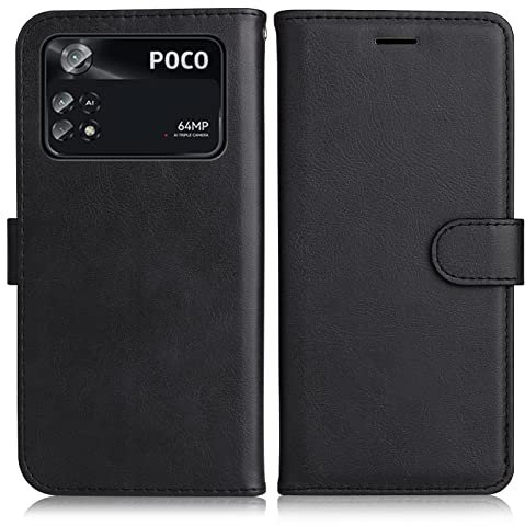 DENDICO Funda para Xiaomi Poco M4 Pro 4G, Billetera Carcasa de Piel PU con Ranuras para Tarjetas, Magnético Funda para Xiaomi Poco M4 Pro 4G, Negro
